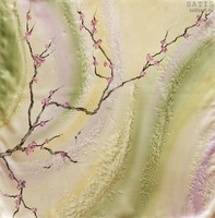 Платок из натурального шелка «Ветка сакуры» (батик, ручная роспись)
