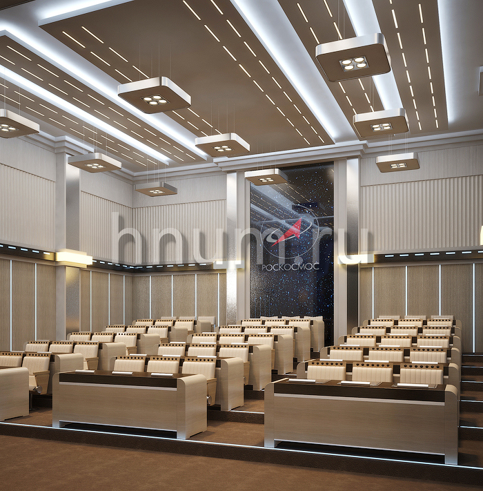 Визуализация дизайн-проекта зала в Роскосмосе