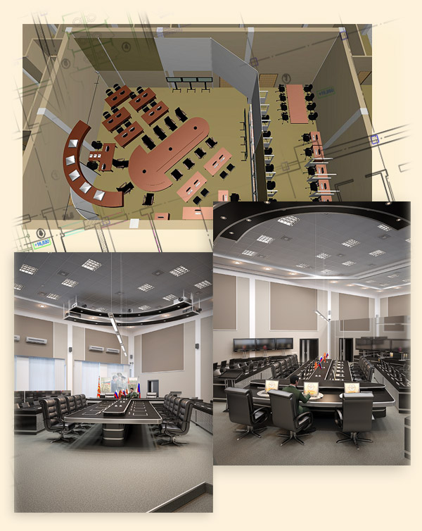 Дизайн конференц-залов, проектирование залов-совещаний, переговорных комнат и аудиторий