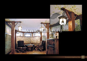 Деревянные и кованные мебель и предметы интерьера, роспись в интерьере частного загородного дома