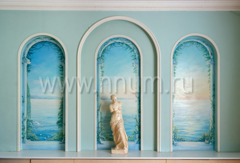 Художественная живописная роспись стены в комнате отдыха - выполнение на заказ - художественная мастерская БМ ХНУМ