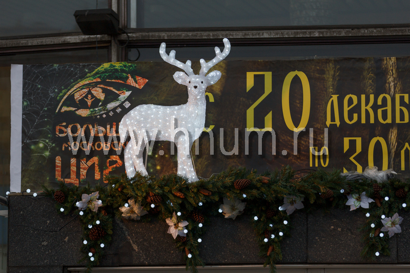 Новогоднее оформление витрин и интерьеров Большого Государственного Цирка на проспекте Вернадского в Москве