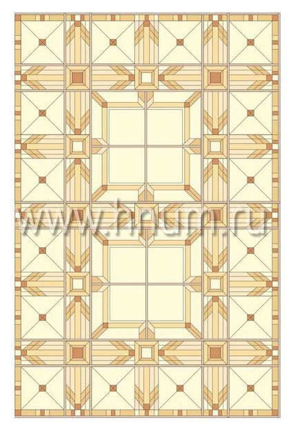 Прямоугольный витражный потолок, изготовленный на заказ в витражной мастерской БМ ХНУМ - Шеврон 1 - Эскиз №25