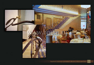 Кованная лестница со змеями в стиле ар-деко в интерьере ресторана Вилла, Москва Кованная лестница со змеями в стиле ар-деко в интерьере ресторана Вилла, Москва