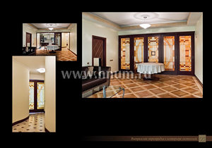 Витражная перегородка и отделка интерьера лепниной и деревом в частной квартире Витражная перегородка и отделка интерьера лепниной и деревом в частной квартире