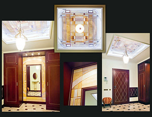 Декоративные панно с декоративными штукатурками и деревянная мебель в интерьере частной квартиры Декоративные панно с декоративными штукатурками и деревянная мебель в интерьере частной квартиры